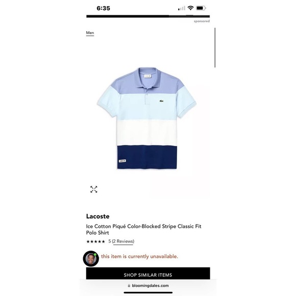 LaCoste Fresh And Light‎ Cotton Piqué Classic Fit Colorblock Polo 3X - Picture 2 of 9